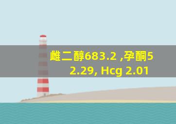 雌二醇683.2 ,孕酮52.29, Hcg 2.01